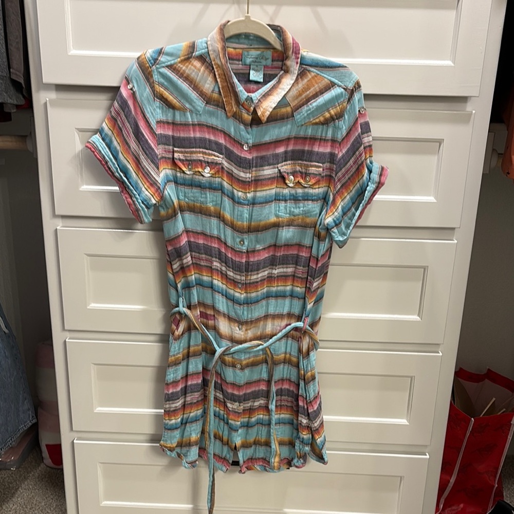 Tasha Polizzi Multicolor Striped Long Sleeve Dress